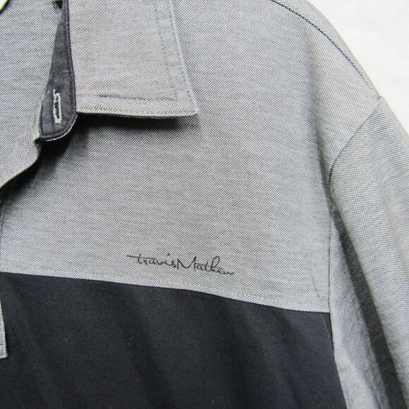 Travis Mathew Polo Shirt Mens Large Gray Black Solid Golf Logo - Picture 4 of 14